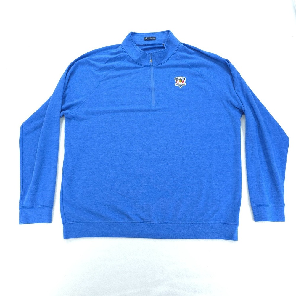 Turtleson Pullover Mens 2XL Blue The Acorn Cup Golf Quarter Zip Stretch Logo